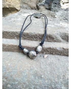 Alphabey's Brass Silver Oxidised Cotton Knot Necklace for Men & Women Alphabey's Brass Silver Oxidised Cotton Knot Necklace for Men & Women
